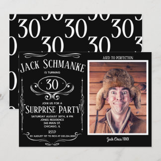 Whiskey Label Überraschung Geburtstagsparty Einlad Einladung