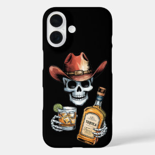 Whiskey-liebendes Skelett-Cowboy Wild-West-Thema iPhone 16 Hülle