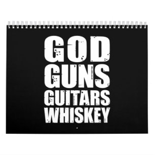 Whiskey-Liebhaber Gott Waffen Gitarren Whiskey Kalender