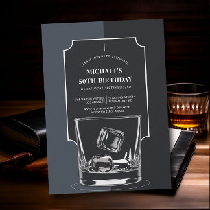 Whiskey Lover Black Gray Modern 50. Geburtstag Einladung