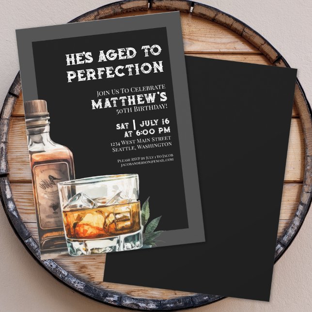 Whiskey Men's Birthday Party Einladung (Whiskey Men's Birthday Party Invitation)