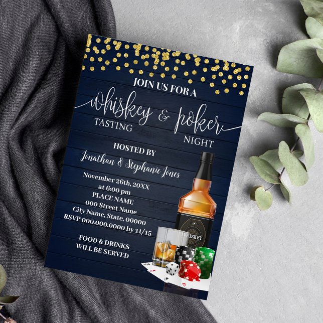 Whiskey & Poker Night Party Drinks Nachtausflug Einladung (Von Creator hochgeladen)