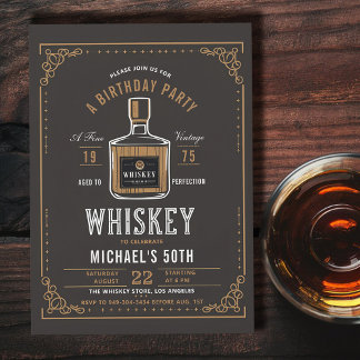 Whiskey Rustic Aged to Perfection 50 th Birthday Einladung