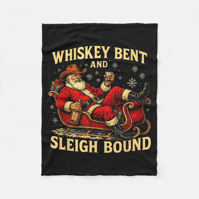 Whiskey Sleigh Bound Cowboy Santa Christmas  Fleecedecke (Vorderseite)