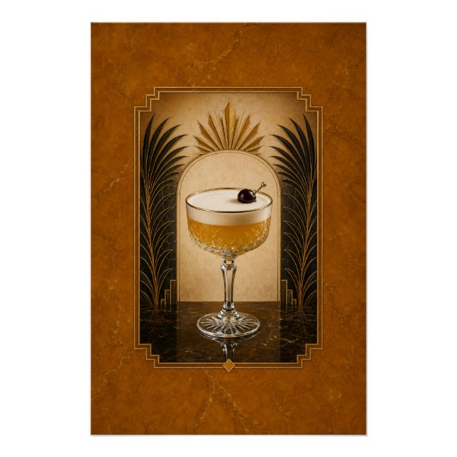 Whiskey Sour Art Deco Poster | Bar Kunst (Vorderseite)