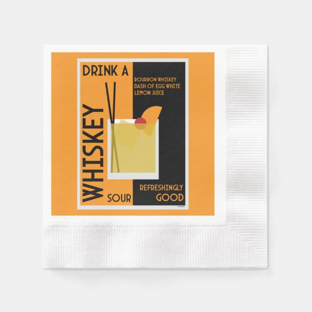 Whiskey Sour Cocktail Napkin Serviette (Vorderseite)