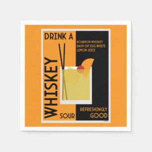 Whiskey Sour Cocktail Napkin Serviette