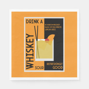 Whiskey Sour Cocktail Napkin Serviette