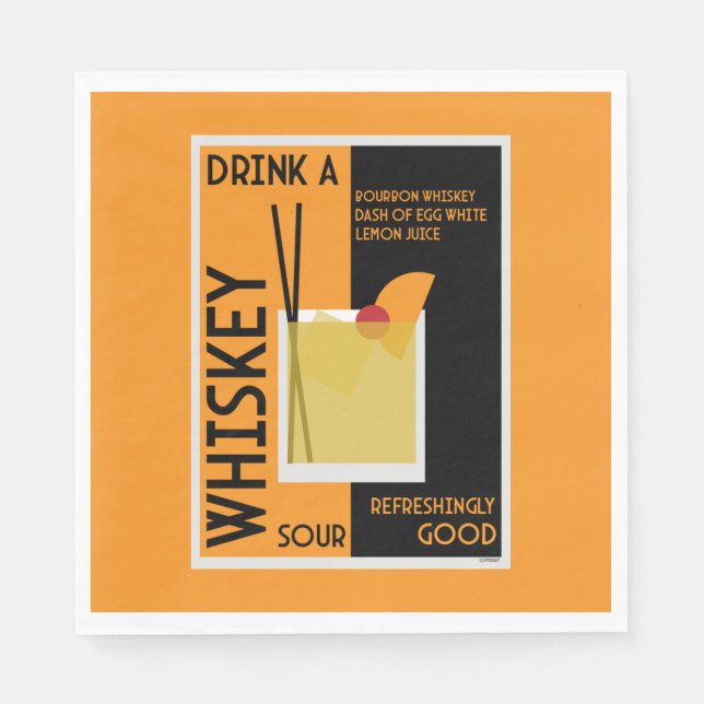 Whiskey Sour Cocktail Napkin Serviette (Vorderseite)