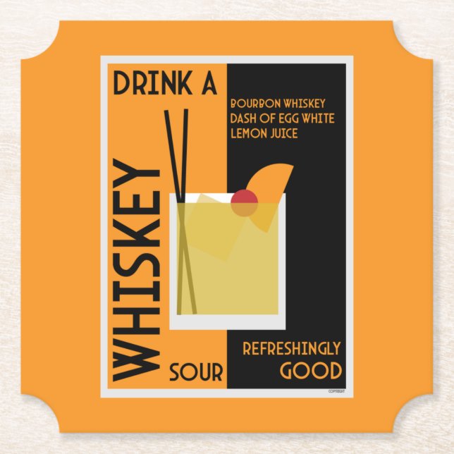 Whiskey Sour Cocktail Napkin Untersetzer (Vorderseite)