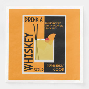 Whiskey Sour Cocktail Serviette