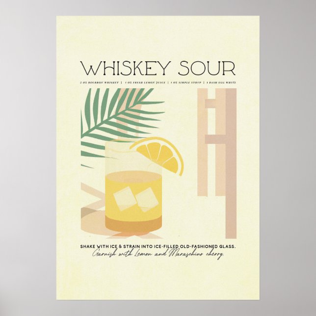 Whiskey Sour Rezept Minimalistische Pastell Poster (Vorne)