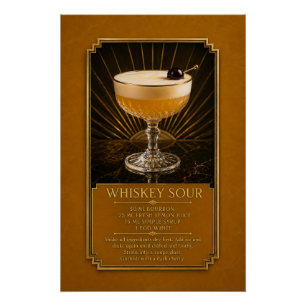 Whiskey Sour Rezept Poster Bar Kunst