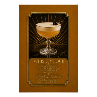 Whiskey Sour Rezept Poster | Bar Kunst