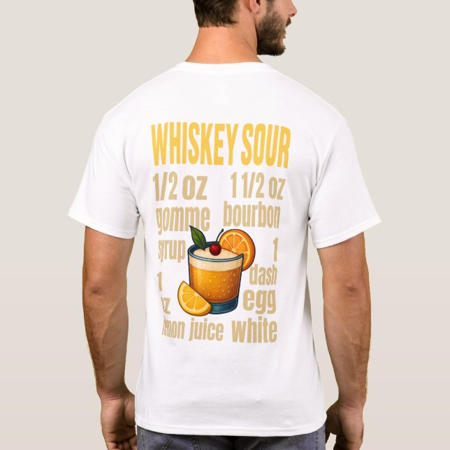 Whiskey Sour T-Shirt – Classic Bourbon Cocktail (Rückseite)