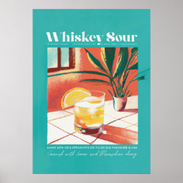 Whiskey Sour Tropic Turquoise Retro Poster