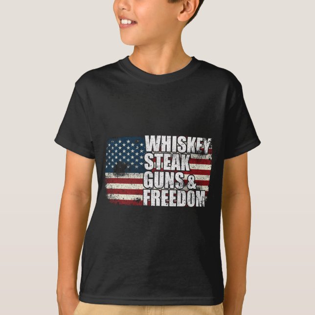 Whiskey Steak Guns and Freedom - Patriotic Flag 4t T-Shirt (Vorderseite)