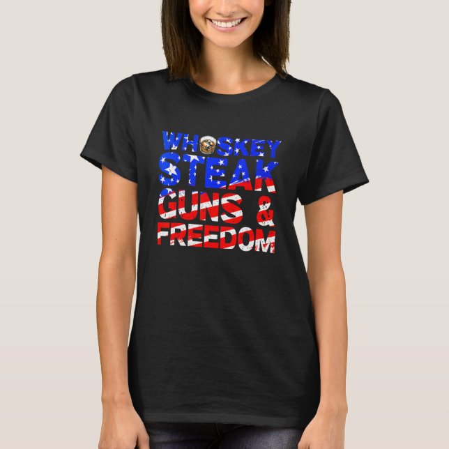 Whiskey Steak Guns and Freedro Retro US Flag 4. O T-Shirt (Vorderseite)
