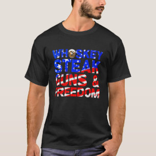 Whiskey Steak Guns and Freedro Retro US Flag 4. O T-Shirt