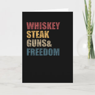 Whiskey Steaks Guns and Freedom USA Flag Karte