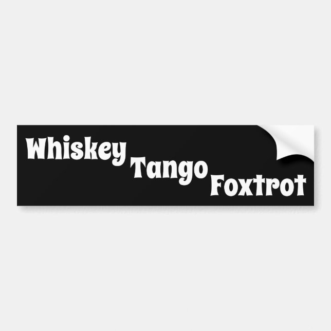 Whiskey Tango Foxtrot Autoaufkleber (Vorne)