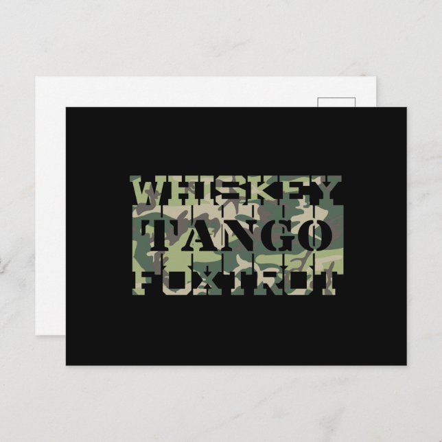 Whiskey Tango Foxtrot WTF Green Camouflage Postkarte (Vorne/Hinten)