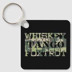 Whiskey Tango Foxtrot WTF Grüne Tarnung Schlüsselanhänger