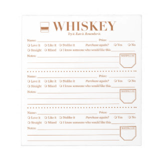 Whiskey Tracker, Whiskey Lover Drink Rating Sheet Notizblock