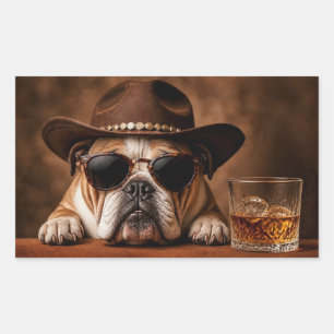 Whiskey und Bulldogge super süße Sonnenbrille Rechteckiger Aufkleber