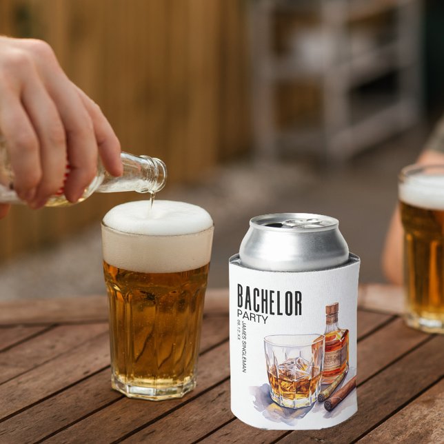 Whiskey und Cigar Moderne Bachelor Party Dosenkühler (Von Creator hochgeladen)