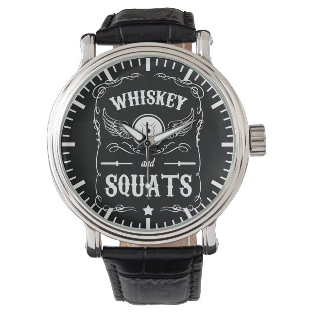 Whiskey und Squats - Motivierend "Gewichtheben" Armbanduhr (Vorderseite)