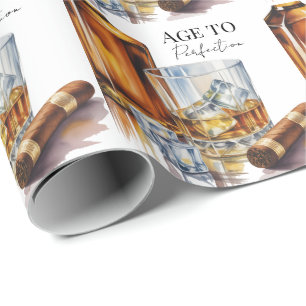 Whiskey- und Zigarren-Männer-Geburtstagsfeier Geschenkpapier