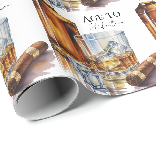 Whiskey- und Zigarren-Männer-Geburtstagsfeier Geschenkpapier (Rolleneckpunkt)