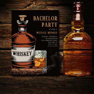 Whiskey und Zigarren Schwarzer Junggesellenabschie Einladung