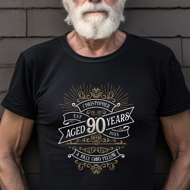 Whiskey Vintag Mens 90. Geburtstag T-Shirt (Von Creator hochgeladen)