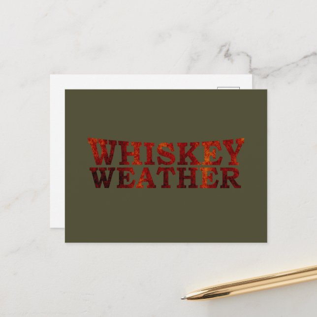 Whiskey weather witzige Redewendungen Geschenke Feiertagspostkarte (Vorderseite/Rückseite Beispiel)