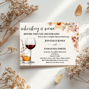 Whiskey & Wine Couples Dusche Wildblumen Herbst Einladung