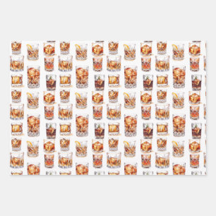 Whiskey Wrapping Paper - Cocktail Geschenkwrap Geschenkpapier Set