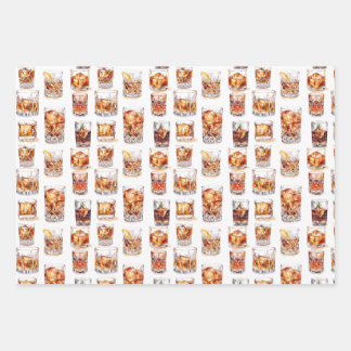 Whiskey Wrapping Paper - Cocktail Geschenkwrap Geschenkpapier Set