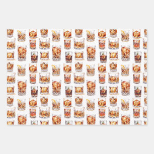 Whiskey Wrapping Paper - Cocktail Geschenkwrap Geschenkpapier Set
