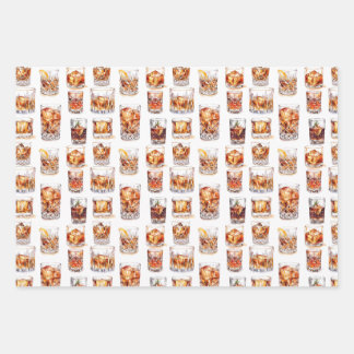 Whiskey Wrapping Paper - Cocktail Geschenkwrap Geschenkpapier Set