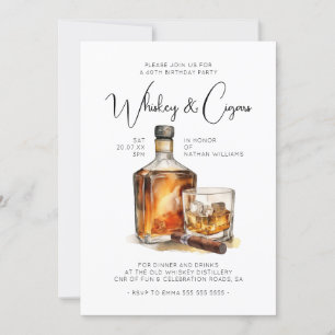 Whiskey & Zigarren Herren-Geburtstag Einladung