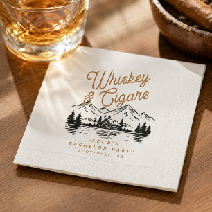 Whiskey & Zigarren Junggesellenabschied Blockhütte Serviette