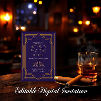 Whiskey & Zigarren-Lounge Einladung im Art Deco St