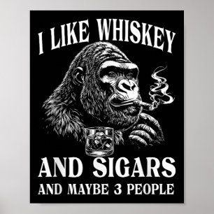 Whiskey, Zigarren und Affen Spaß Vintag Retro St. Poster