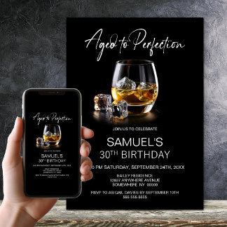 Whiskeyglas 'Aged to Perfection' 30. Geburtstag Einladung