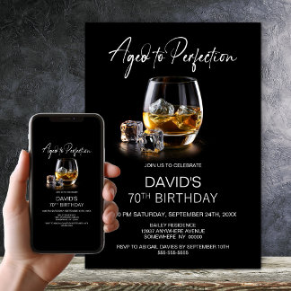 Whiskeyglas 'Aged to Perfection' 70. Geburtstag Einladung