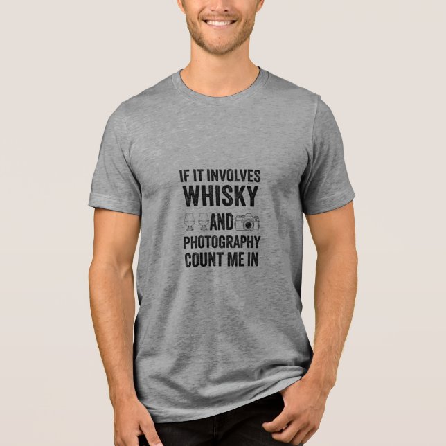 Whisky and Photography Enthusiast Funny Design Tri-Blend Shirt (Vorderseite)