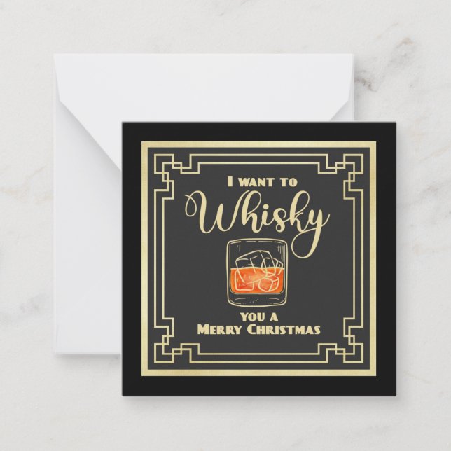 Whisky Christmas Flat Note Card Mitteilungskarte (Vorderseite)
