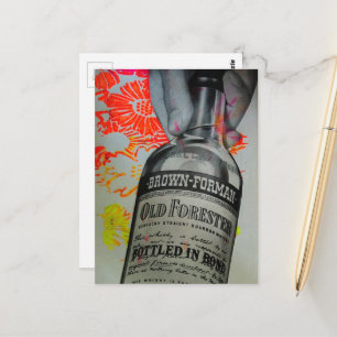 Whisky-Flaschen-Blumen-Bond-Collage Postkarte